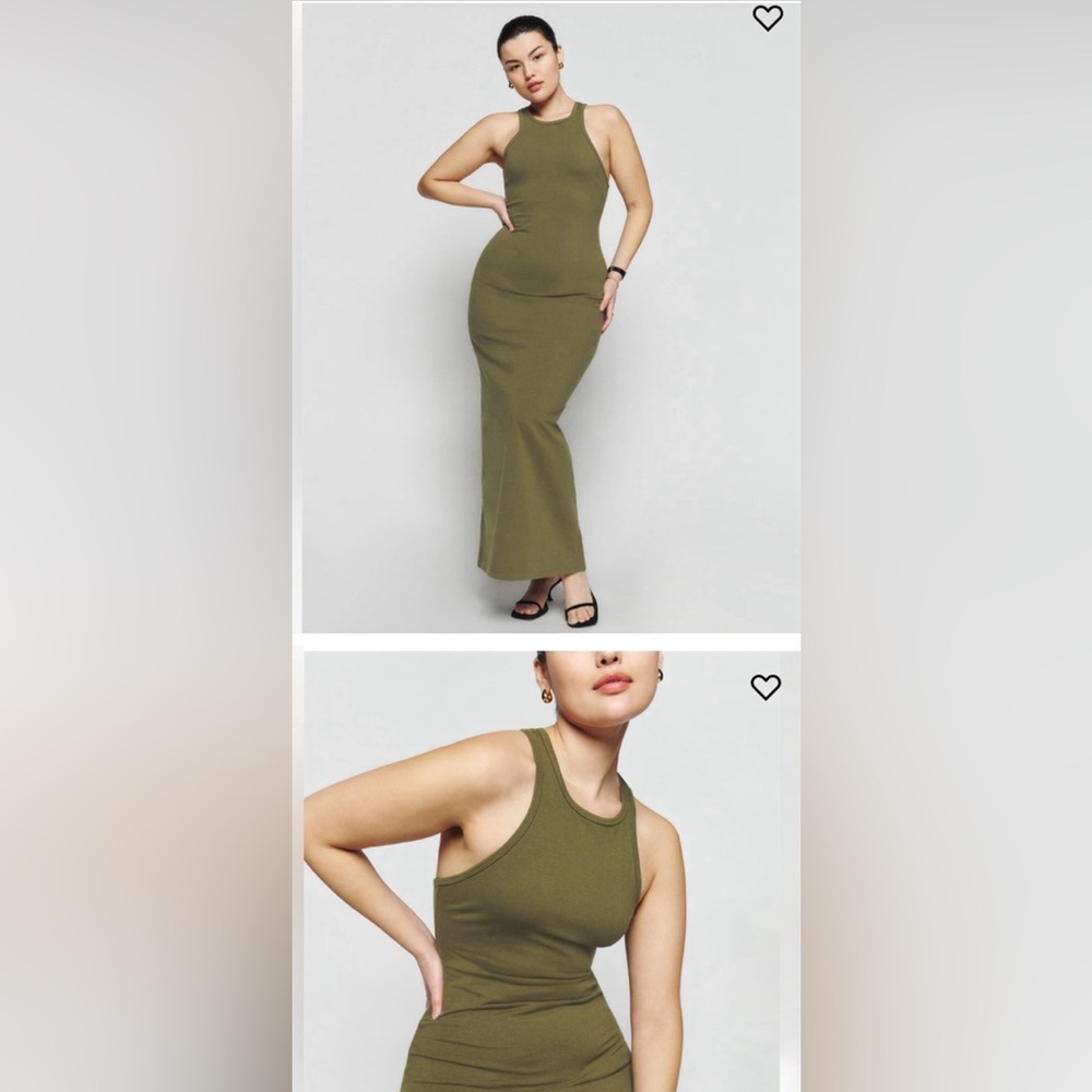 Reformation Luana Knit Dress- Olive Green- Size Small